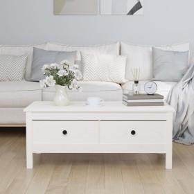 Solid white pine wood coffee table 100x50x40 cm by vidaXL, Coffee table - Ref: Foro24-814605, Price: 122,32 €, Discount: %