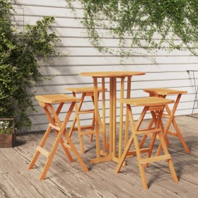 Folding high table and stools set, 5 pieces, made of solid teak wood. by vidaXL, Garden sets - Ref: Foro24-3100778, Price: 45...