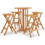 Folding high table and stools set, 5 pieces, made of solid teak wood. by vidaXL, Garden sets - Ref: Foro24-3100778, Price: 46...