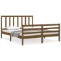 Estructura de cama matrimonio con cabecero madera marrón miel de vidaXL, Camas y somieres - Ref: Foro24-3193864, Precio: 147,...