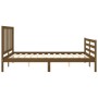 Double bed frame with honey brown wooden headboard by vidaXL, Beds and slatted bases - Ref: Foro24-3193864, Price: 147,99 €, ...