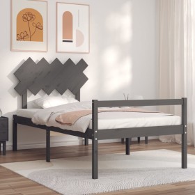 Elderly bed with gray solid wood headboard 100x200 cm by vidaXL, Beds and slatted bases - Ref: Foro24-3195538, Price: 115,99 ...