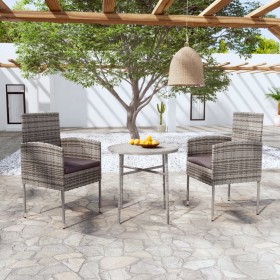 Anthrazitgraues 3-teiliges Garten-Essset aus synthetischem Rattan von vidaXL, Gartensets - Ref: Foro24-3098037, Preis: 142,57...