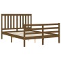 Estructura cama y cabecero madera maciza marrón miel 140x200 cm de vidaXL, Camas y somieres - Ref: Foro24-3194249, Precio: 15...