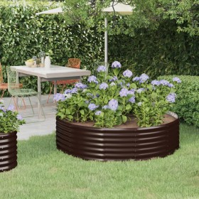 Brown powder coated steel flower bed planter 140x140x36cm by vidaXL, Pots and planters - Ref: Foro24-319020, Price: 63,99 €, ...