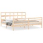 Bed frame with solid wood headboard 200x200 cm by vidaXL, Beds and slatted bases - Ref: Foro24-3194851, Price: 142,99 €, Disc...