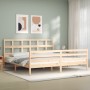 Bed frame with solid wood headboard 200x200 cm by vidaXL, Beds and slatted bases - Ref: Foro24-3194851, Price: 142,99 €, Disc...