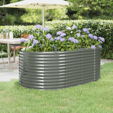 Gray powder coated steel flower bed planter 175x100x68 cm by vidaXL, Pots and planters - Ref: Foro24-319059, Price: 75,12 €, ...