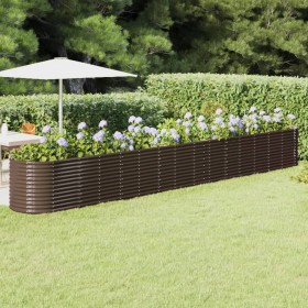 Brown powder coated steel flower bed planter 620x80x68 cm by vidaXL, Pots and planters - Ref: Foro24-318980, Price: 297,12 €,...