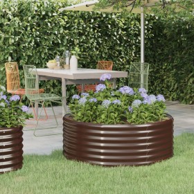 Brown powder coated steel flower bed planter 100x100x36cm by vidaXL, Pots and planters - Ref: Foro24-318985, Price: 39,99 €, ...