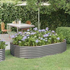 Gray powder coated steel flower bed planter 214x140x36 cm by vidaXL, Pots and planters - Ref: Foro24-319024, Price: 70,99 €, ...