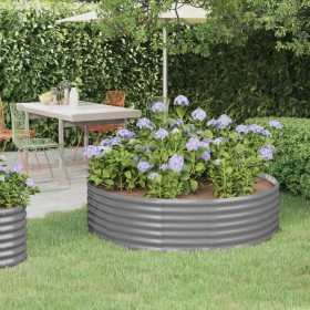 Gray powder coated steel flower bed planter 140x140x36 cm by vidaXL, Pots and planters - Ref: Foro24-319019, Price: 50,99 €, ...