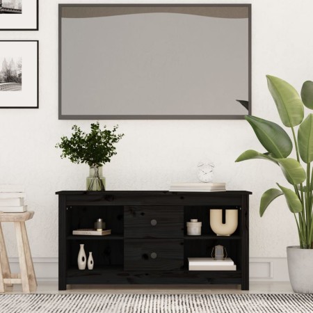 Mueble de TV de madera maciza de pino negro 103x36,5x52 cm de vidaXL, Muebles TV - Ref: Foro24-814573, Precio: 80,48 €, Descu...