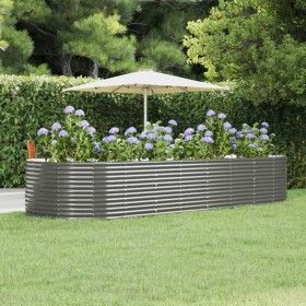 Gray powder coated steel flower bed planter 367x140x68 cm by vidaXL, Pots and planters - Ref: Foro24-319104, Price: 185,61 €,...