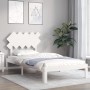 White solid wood bed frame with headboard 100x200 cm by vidaXL, Beds and slatted bases - Ref: Foro24-3193717, Price: 115,59 €...