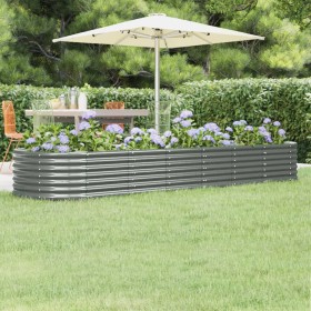 Gray powder coated steel flower bed planter 296x80x36 cm by vidaXL, Pots and planters - Ref: Foro24-318924, Price: 59,99 €, D...