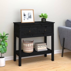 Solid black pine wood console table 75x35x75 cm by vidaXL, Side tables - Ref: Foro24-814623, Price: 124,36 €, Discount: %