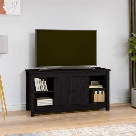 Solid black pine wood TV cabinet 103x36.5x52 cm by vidaXL, TV Furniture - Ref: Foro24-814578, Price: 99,74 €, Discount: %