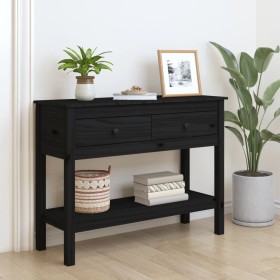 Solid black pine wood console table 100x35x75 cm by vidaXL, Side tables - Ref: Foro24-814628, Price: 131,99 €, Discount: %