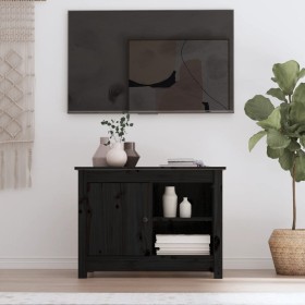 Mueble de TV de madera maciza de pino negro 70x36,5x52 cm de vidaXL, Muebles TV - Ref: Foro24-814583, Precio: 87,74 €, Descue...