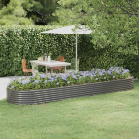 Gray powder coated steel flowerbed planter 396x100x36 cm by vidaXL, Pots and planters - Ref: Foro24-319004, Price: 108,99 €, ...