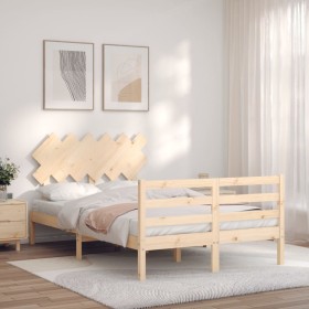 Bed frame with solid wood headboard 120x200 cm by vidaXL, Beds and slatted bases - Ref: Foro24-3195281, Price: 116,26 €, Disc...