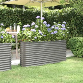 Gray powder coated steel flower bed planter 152x40x68 cm by vidaXL, Pots and planters - Ref: Foro24-318894, Price: 71,28 €, D...