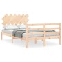 Bed frame with solid wood headboard 120x200 cm by vidaXL, Beds and slatted bases - Ref: Foro24-3195281, Price: 116,99 €, Disc...