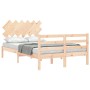 Bed frame with solid wood headboard 120x200 cm by vidaXL, Beds and slatted bases - Ref: Foro24-3195281, Price: 116,99 €, Disc...