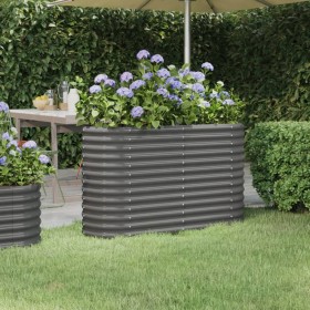 Gray powder coated steel flower bed planter 114x40x68 cm by vidaXL, Pots and planters - Ref: Foro24-318889, Price: 52,99 €, D...