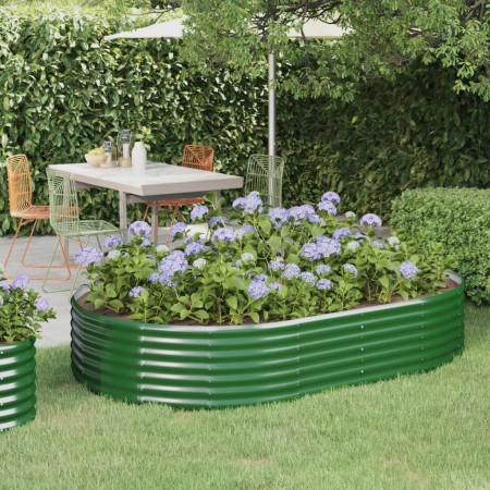 Green powder coated steel flower bed planter 214x140x36 cm by vidaXL, Pots and planters - Ref: Foro24-319023, Price: 77,99 €,...