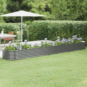 Gray powder coated steel flower bed planter 440x80x36 cm by vidaXL, Pots and planters - Ref: Foro24-318934, Price: 71,55 €, D...