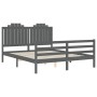 Double bed frame with gray solid wood headboard by vidaXL, Beds and slatted bases - Ref: Foro24-3194188, Price: 181,49 €, Dis...