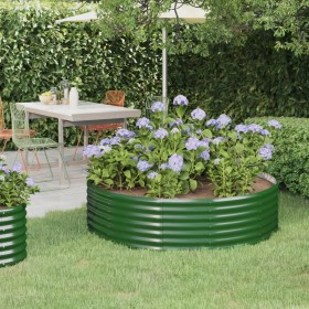 Green powder coated steel flower bed planter 140x140x36 cm by vidaXL, Pots and planters - Ref: Foro24-319018, Price: 62,99 €,...