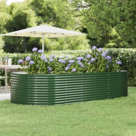 Green powder coated steel flower bed planter 291x140x68 cm by vidaXL, Pots and planters - Ref: Foro24-319098, Price: 155,99 €...