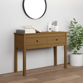 Honey brown solid pine wood console table 100x35x75 cm by vidaXL, Side tables - Ref: Foro24-814617, Price: 68,98 €, Discount: %