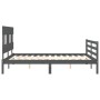 Estructura de cama con cabecero madera maciza gris 160x200 cm de vidaXL, Camas y somieres - Ref: Foro24-3195168, Precio: 148,...