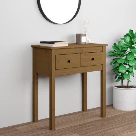 Honey brown solid pine wood console table 70x35x75 cm by vidaXL, Side tables - Ref: Foro24-814612, Price: 85,93 €, Discount: %