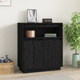 Solid black pine wood sideboard 70x34x80 cm by vidaXL, Sideboards - Ref: Foro24-814388, Price: 79,99 €, Discount: %