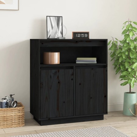 Solid black pine wood sideboard 70x34x80 cm by vidaXL, Sideboards - Ref: Foro24-814388, Price: 79,13 €, Discount: %