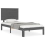 Gray solid wood bed frame with headboard 90x200 cm by vidaXL, Beds and slatted bases - Ref: Foro24-3193648, Price: 112,99 €, ...