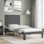 Gray solid wood bed frame with headboard 90x200 cm by vidaXL, Beds and slatted bases - Ref: Foro24-3193648, Price: 112,99 €, ...