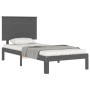 Gray solid wood bed frame with headboard 90x200 cm by vidaXL, Beds and slatted bases - Ref: Foro24-3193648, Price: 112,99 €, ...