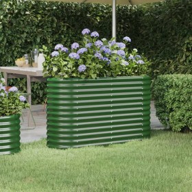 Steel powder-coated green planter bed 114x40x68 cm by vidaXL, Pots and planters - Ref: Foro24-318888, Price: 47,53 €, Discoun...