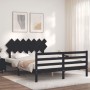 Bed frame with black solid wood headboard 140x190 cm by vidaXL, Beds and slatted bases - Ref: Foro24-3195270, Price: 156,99 €...