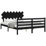 Bed frame with black solid wood headboard 140x190 cm by vidaXL, Beds and slatted bases - Ref: Foro24-3195270, Price: 156,99 €...