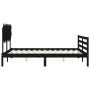 Bed frame with black solid wood headboard 140x190 cm by vidaXL, Beds and slatted bases - Ref: Foro24-3195270, Price: 156,99 €...