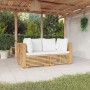 Corner garden sofa with 2-piece solid teak wood cushions by vidaXL, Garden sets - Ref: Foro24-3100863, Price: 411,69 €, Disco...