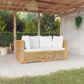 Corner garden sofa with 2-piece solid teak wood cushions by vidaXL, Garden sets - Ref: Foro24-3100863, Price: 395,99 €, Disco...