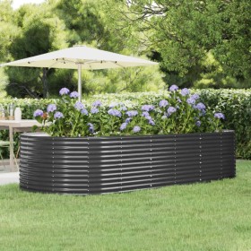 Gray powder coated steel flower bed planter 291x140x68 cm by vidaXL, Pots and planters - Ref: Foro24-319101, Price: 149,88 €,...